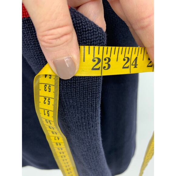 Vintage Abercrombie and Fitch Heavy Knit Red Navy Blue Sweater Sz XL Hong Kong - Picture 5 of 8